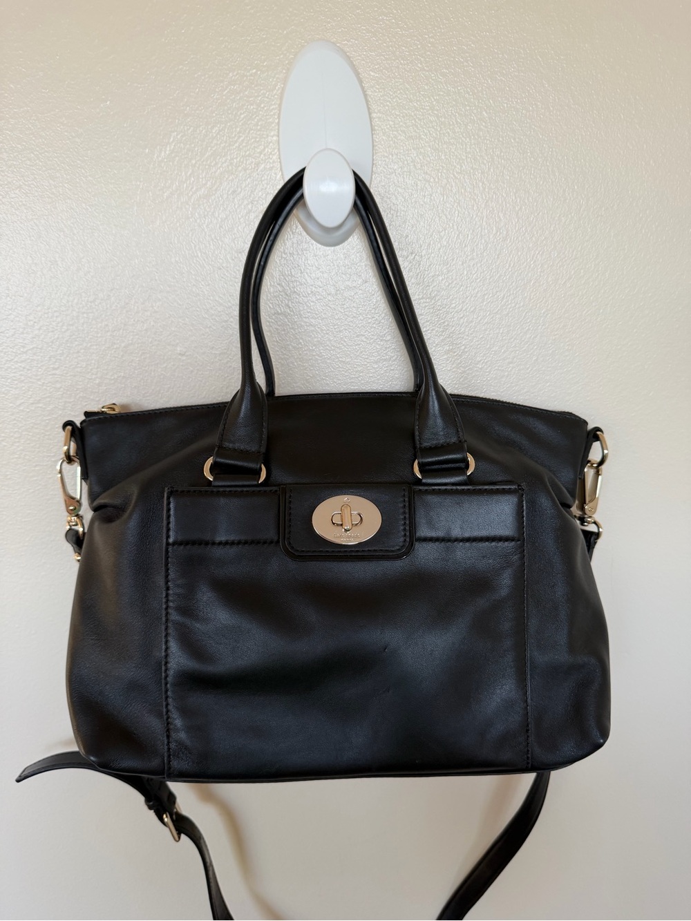 KATE SPADE Colette Hampton CONVERTIBLE Satchel Shoulder Bag in Black